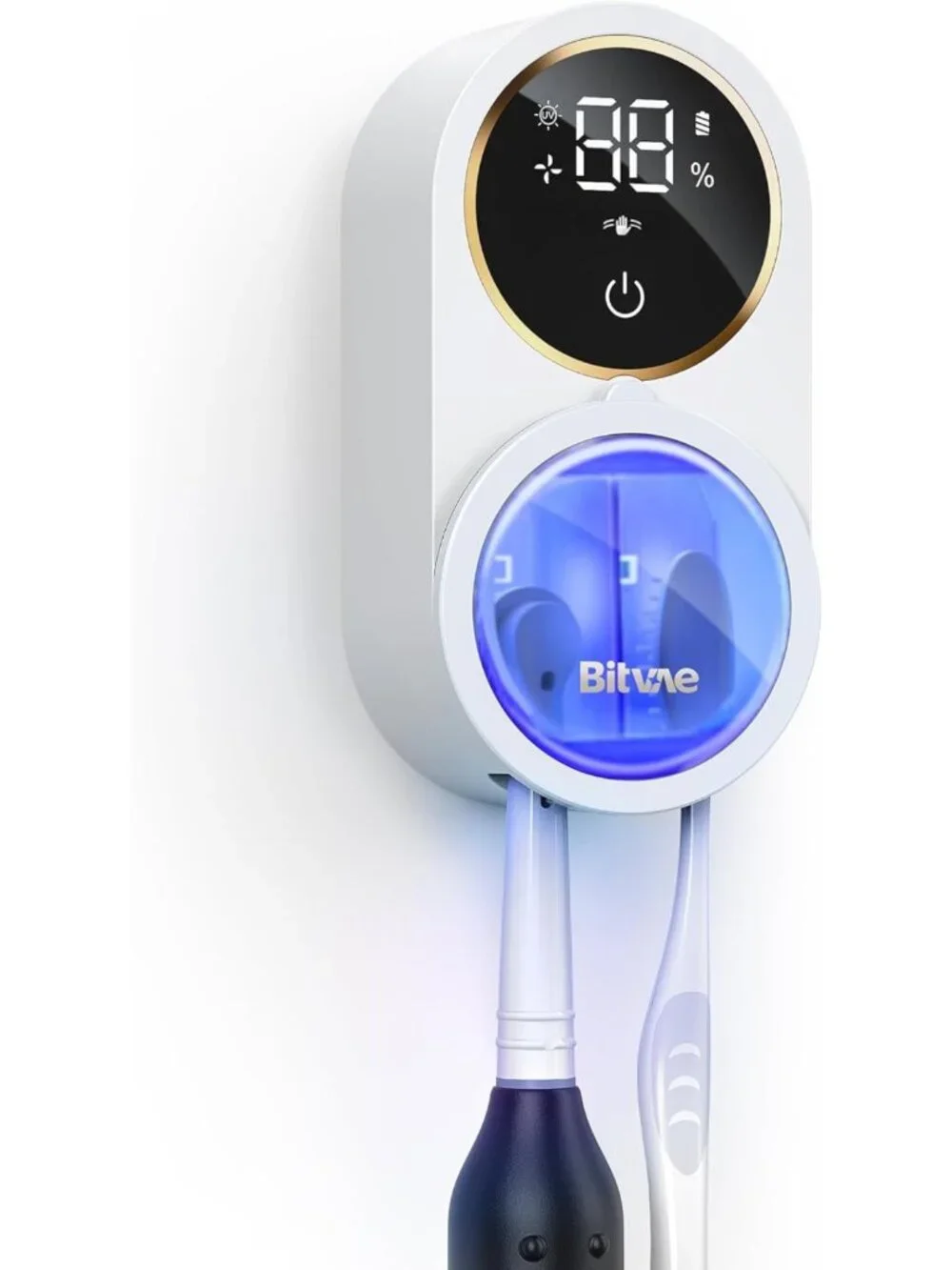 Wall-Mounted Toothbrush Holder with Infrared Sensing, Air Drying & LED Display